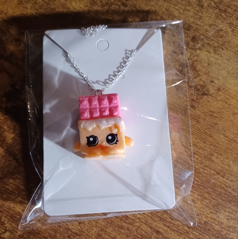 Shopkins chocolate bar necklace 9.5" 925 silver necklace